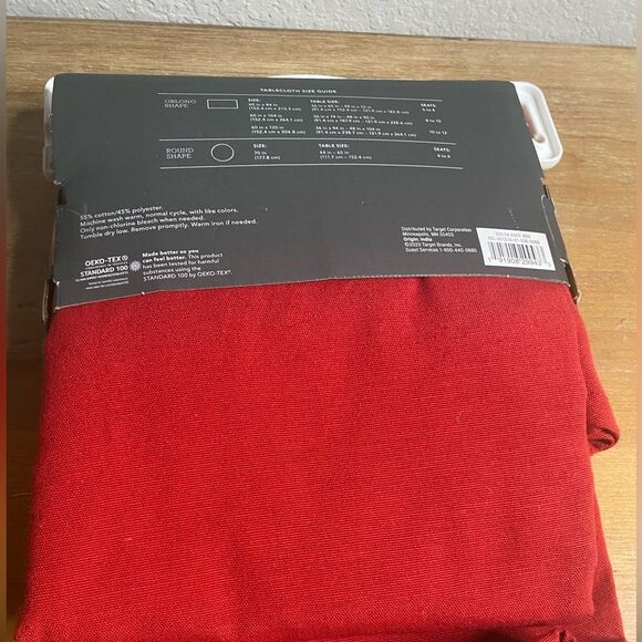 NWT Red Round Tablecloth 70” diameter Holiday Christmas Valentine’s kitchen - Picture 3 of 3
